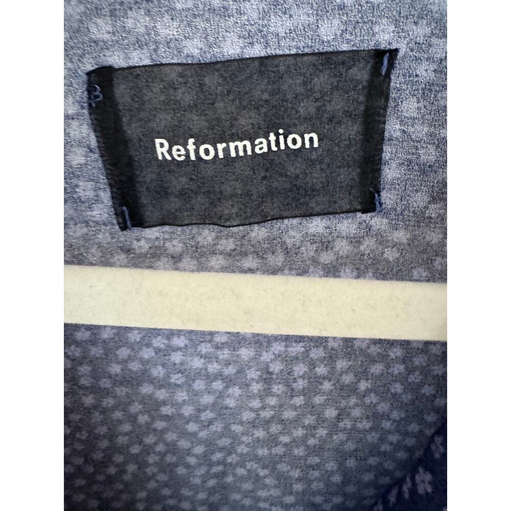 Reformation Martha Mini Dress Blue Hyacinth Ditsy Floral Long Sleeve V-Neck 2 - Picture 12 of 12